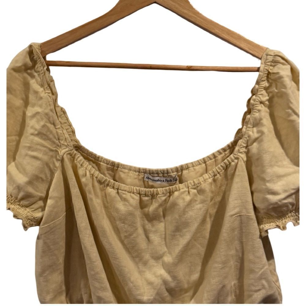 Abercrombie and Fitch Yellow Linen Blend Crop Size XL - Picture 4 of 8